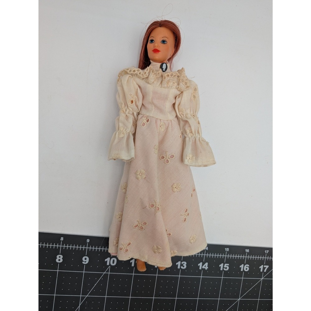 Ideal Jody Doll 1974 Red Hair Cream Pink Victorian Prairie Gown Cameo